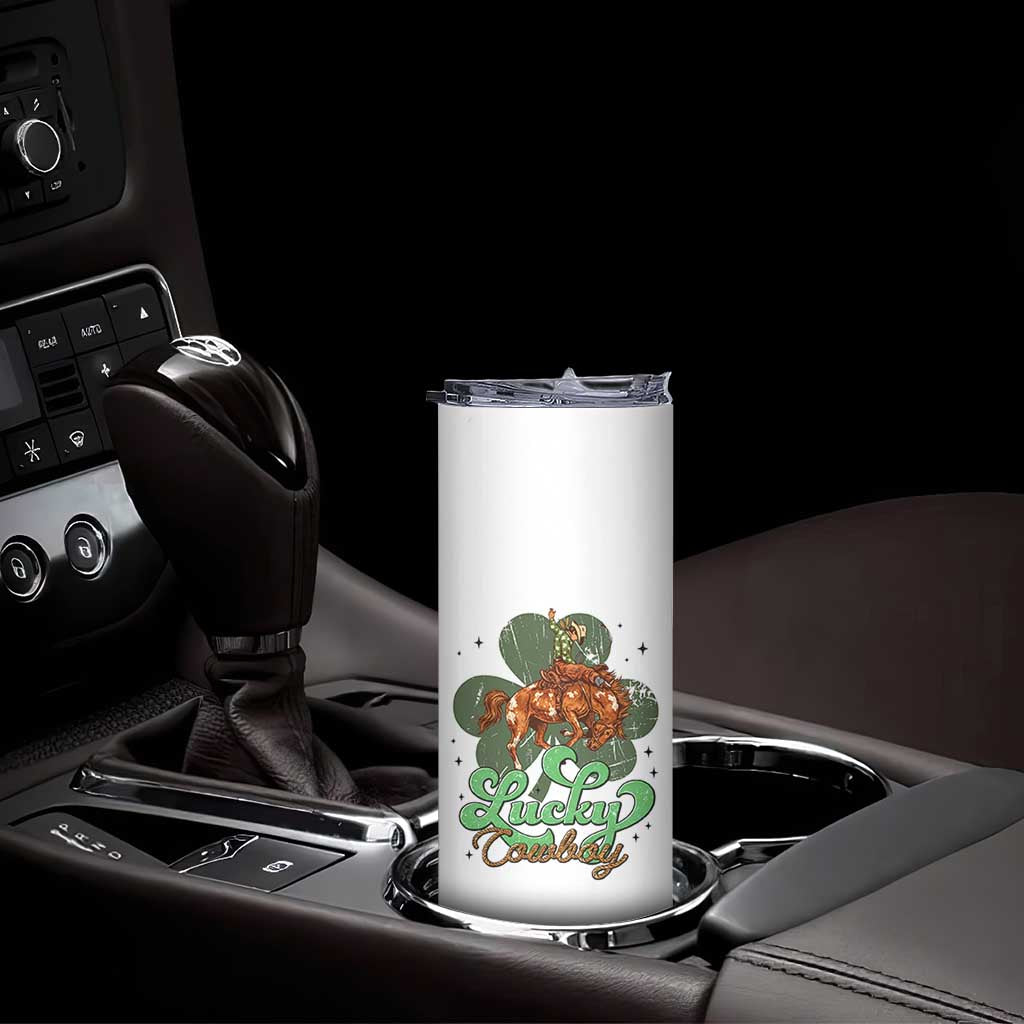 Lucky Cowboy Western Skinny Tumbler Funny St Patrick's Day