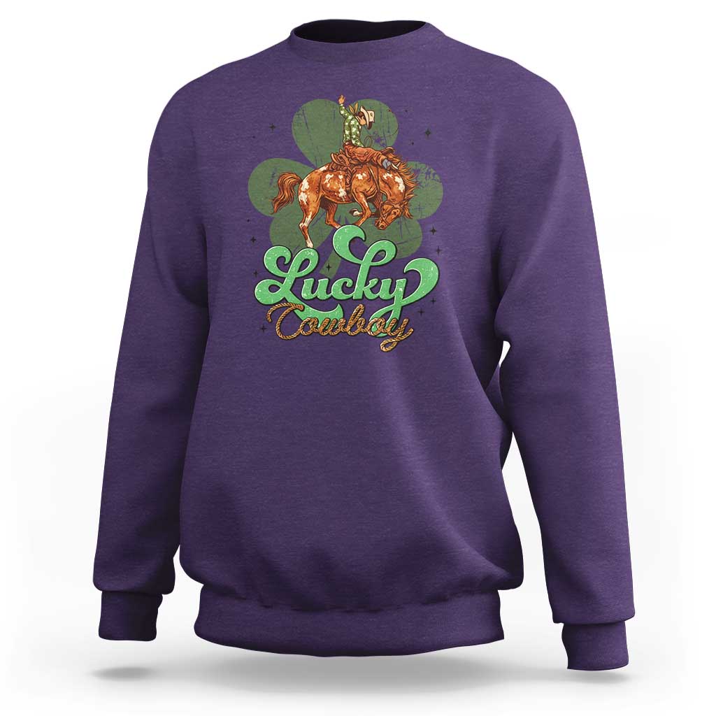 Lucky Cowboy Western Sweatshirt Funny St Patrick's Day