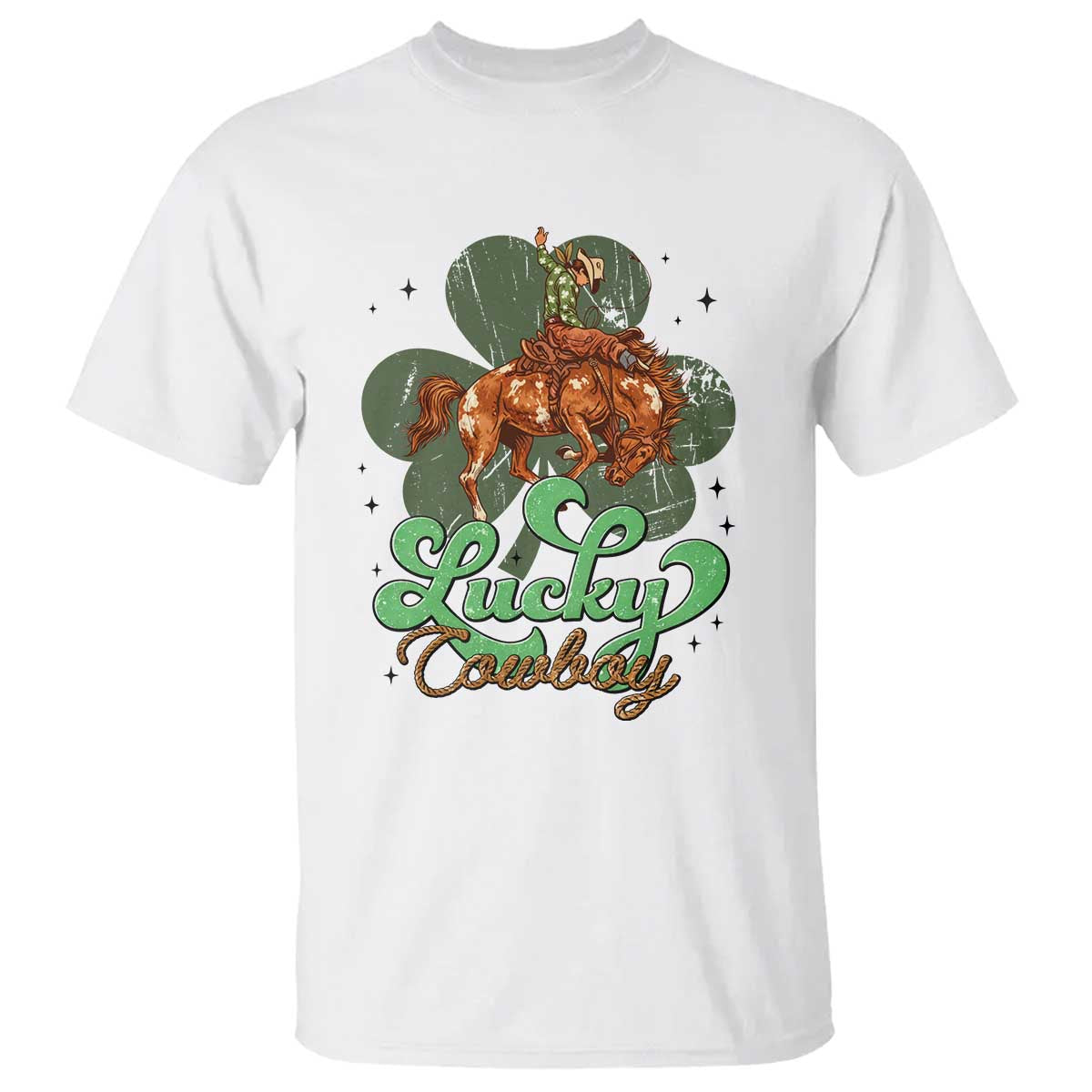 Lucky Cowboy Western T Shirt Funny St Patrick's Day