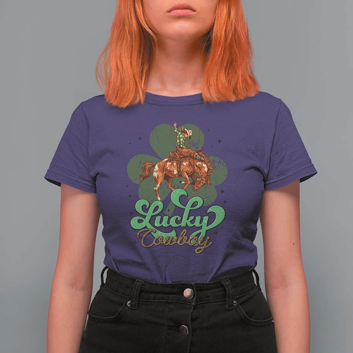 Lucky Cowboy Western T Shirt For Women Funny St Patrick's Day