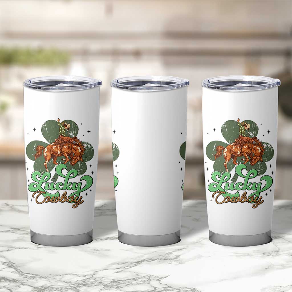 Lucky Cowboy Western Tumbler Cup Funny St Patrick's Day