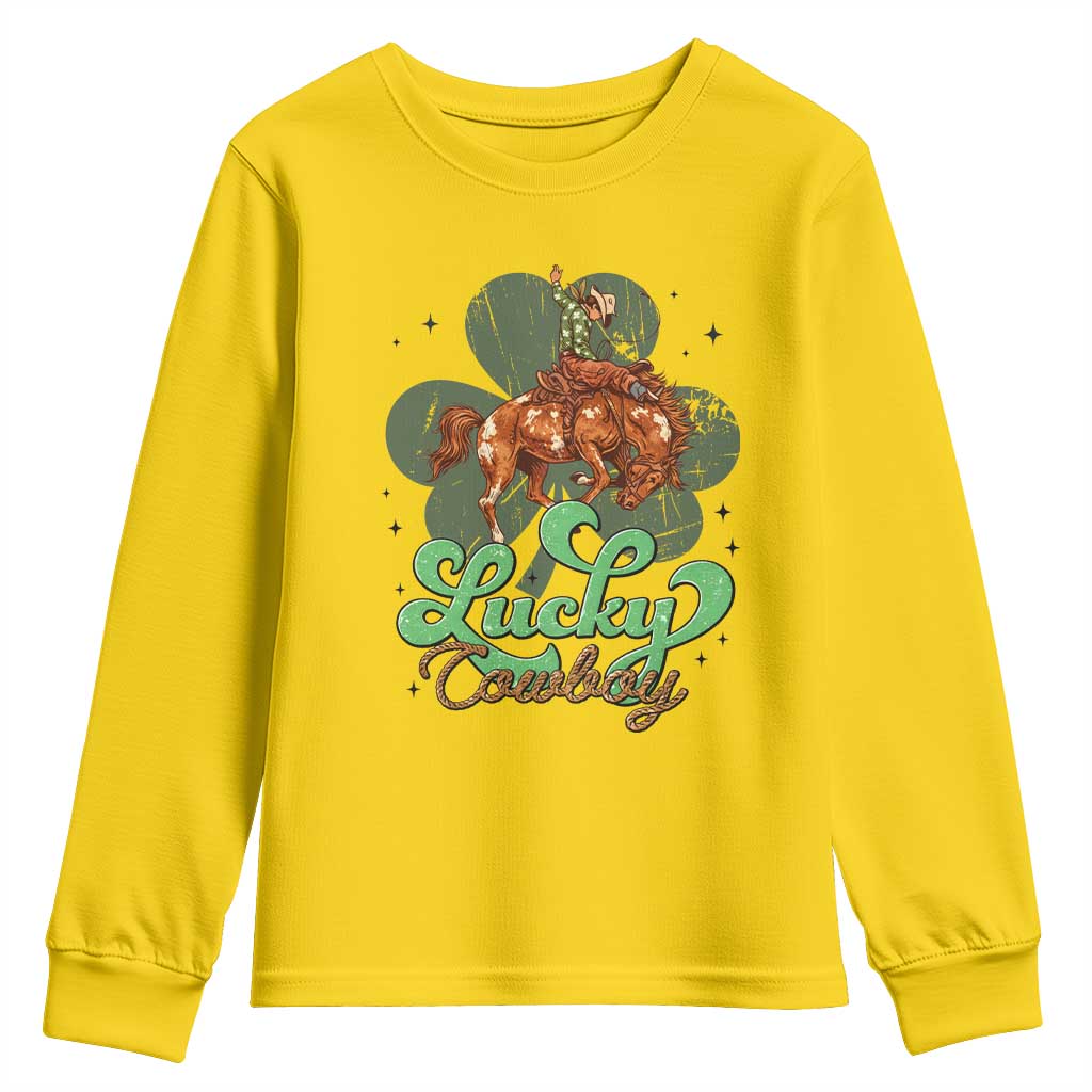 Lucky Cowboy Western Youth Sweatshirt Funny St Patrick's Day
