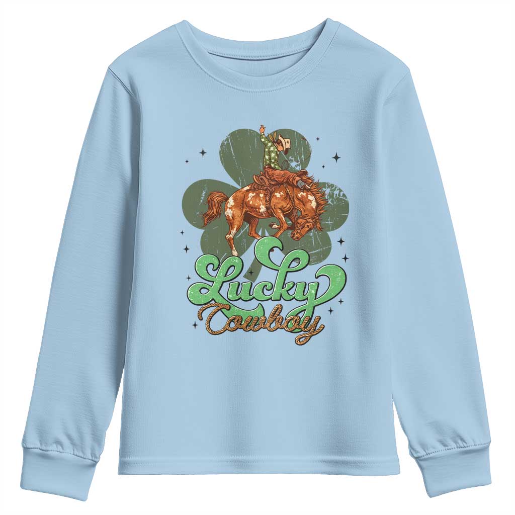 Lucky Cowboy Western Youth Sweatshirt Funny St Patrick's Day