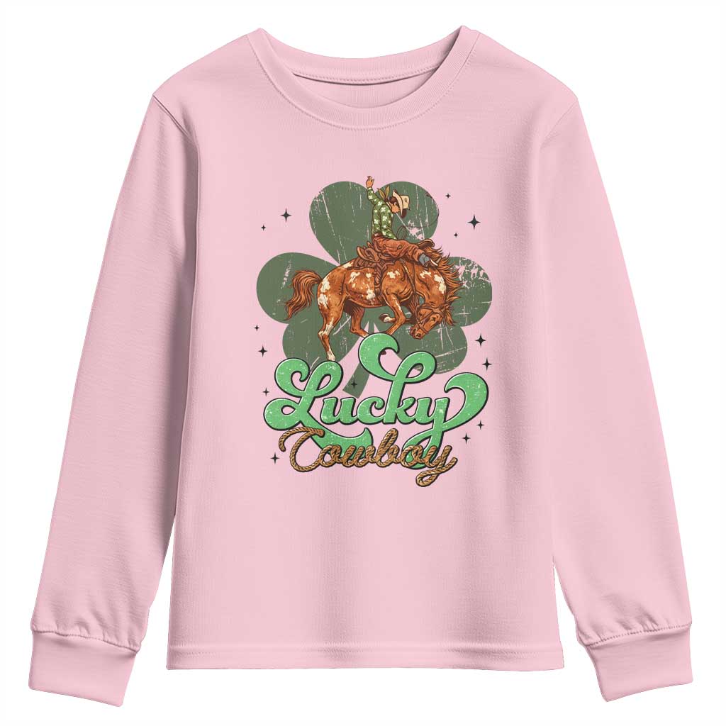 Lucky Cowboy Western Youth Sweatshirt Funny St Patrick's Day