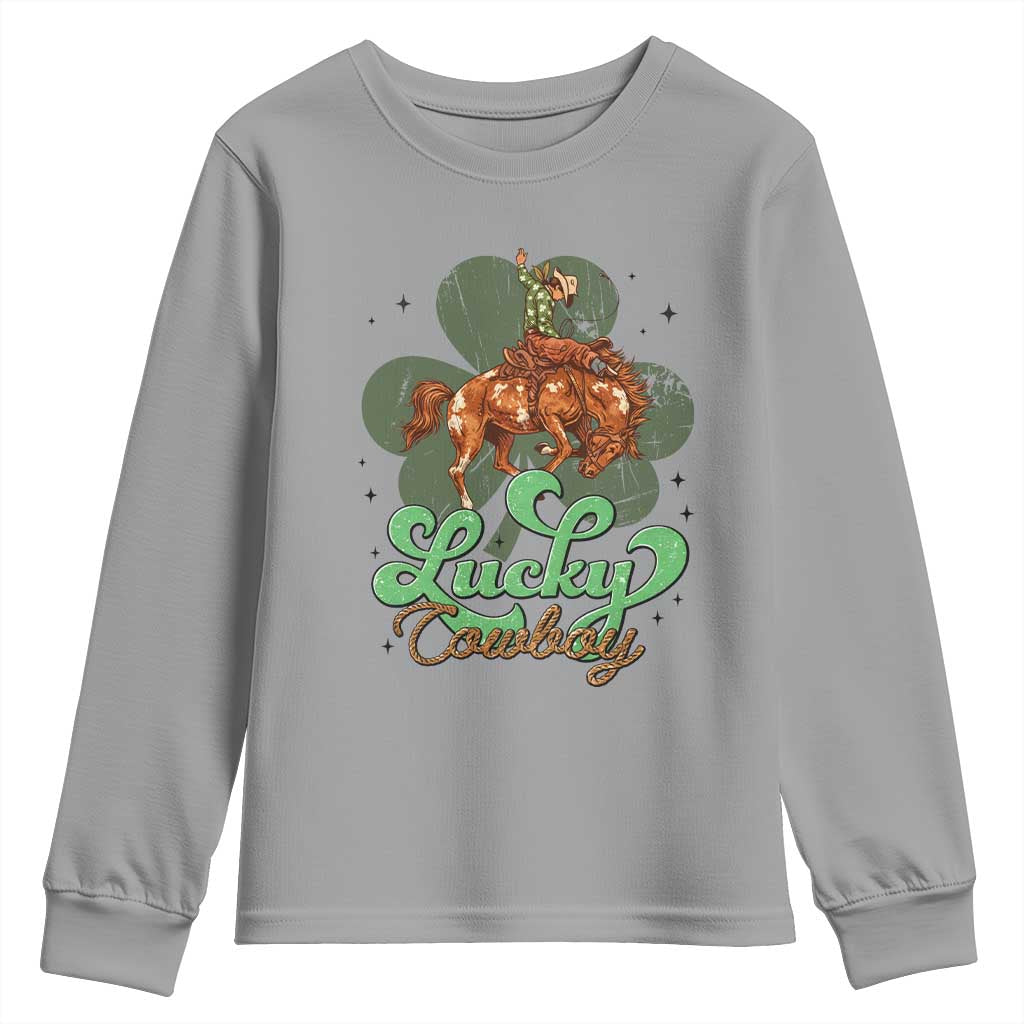 Lucky Cowboy Western Youth Sweatshirt Funny St Patrick's Day