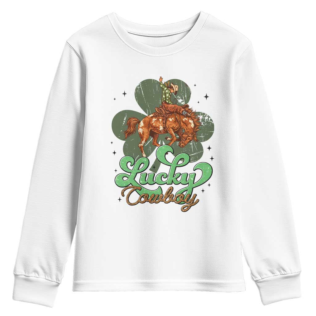 Lucky Cowboy Western Youth Sweatshirt Funny St Patrick's Day