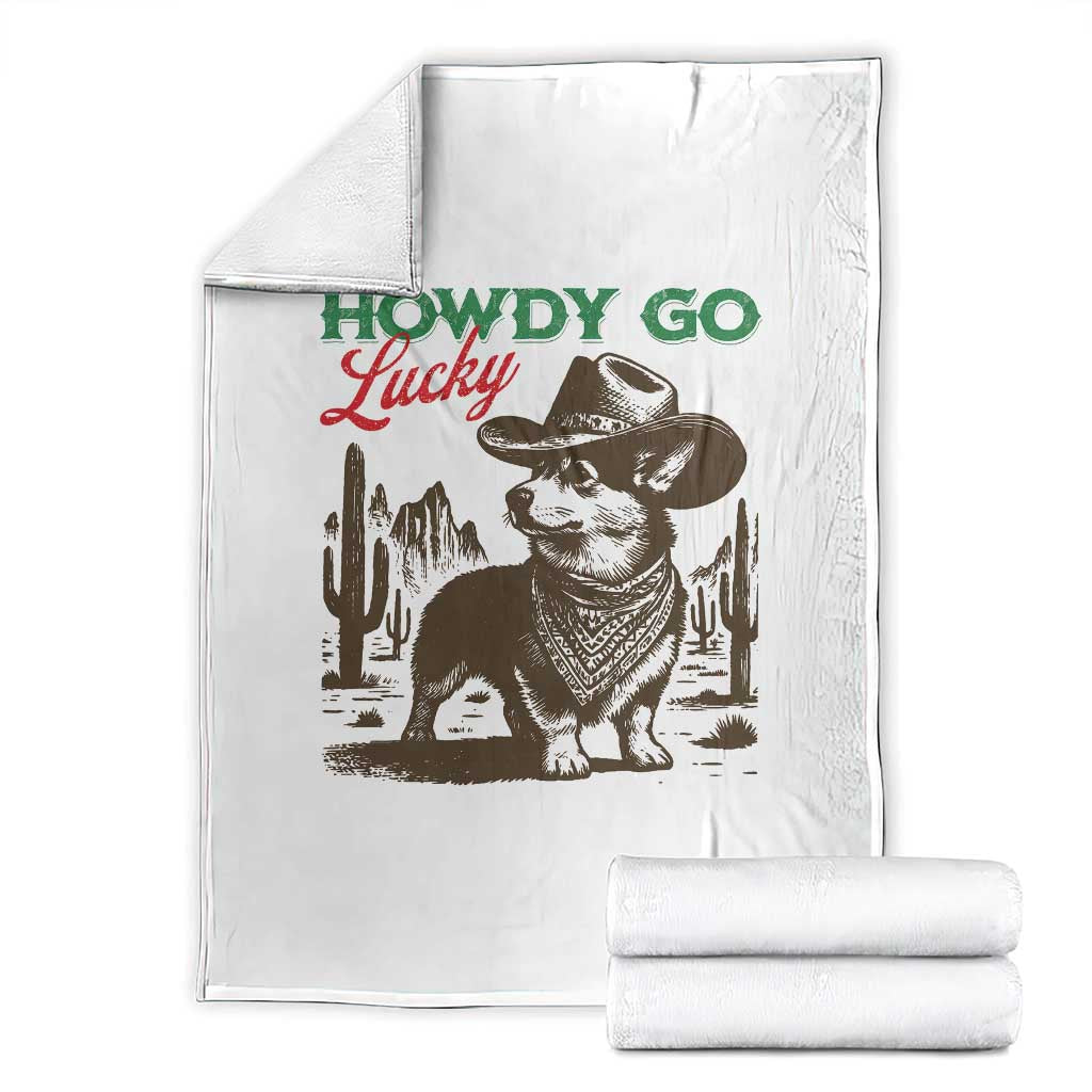 Howdy Go Lucky Throw Blanket Funny Corgi St Patrick's Day