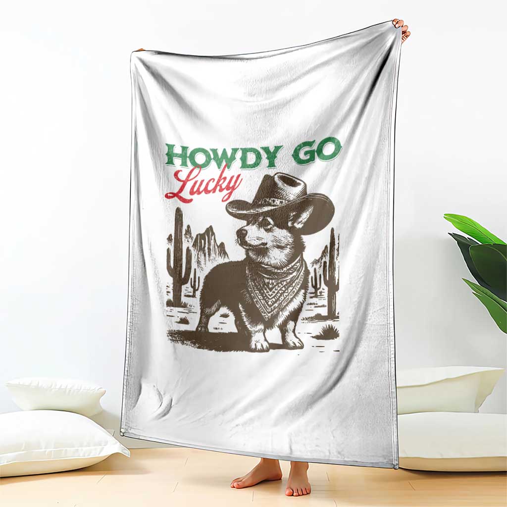 Howdy Go Lucky Throw Blanket Funny Corgi St Patrick's Day