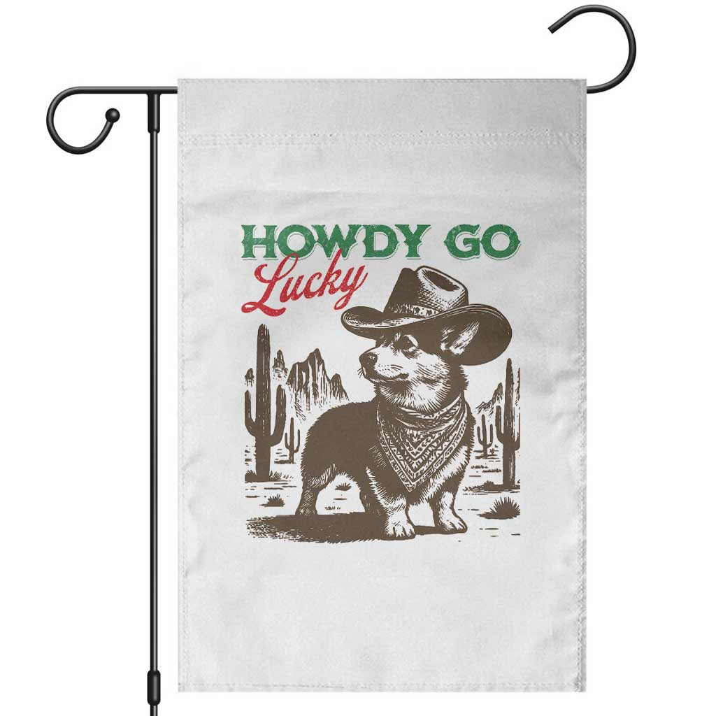 Howdy Go Lucky Garden Flag Funny Corgi St Patrick's Day