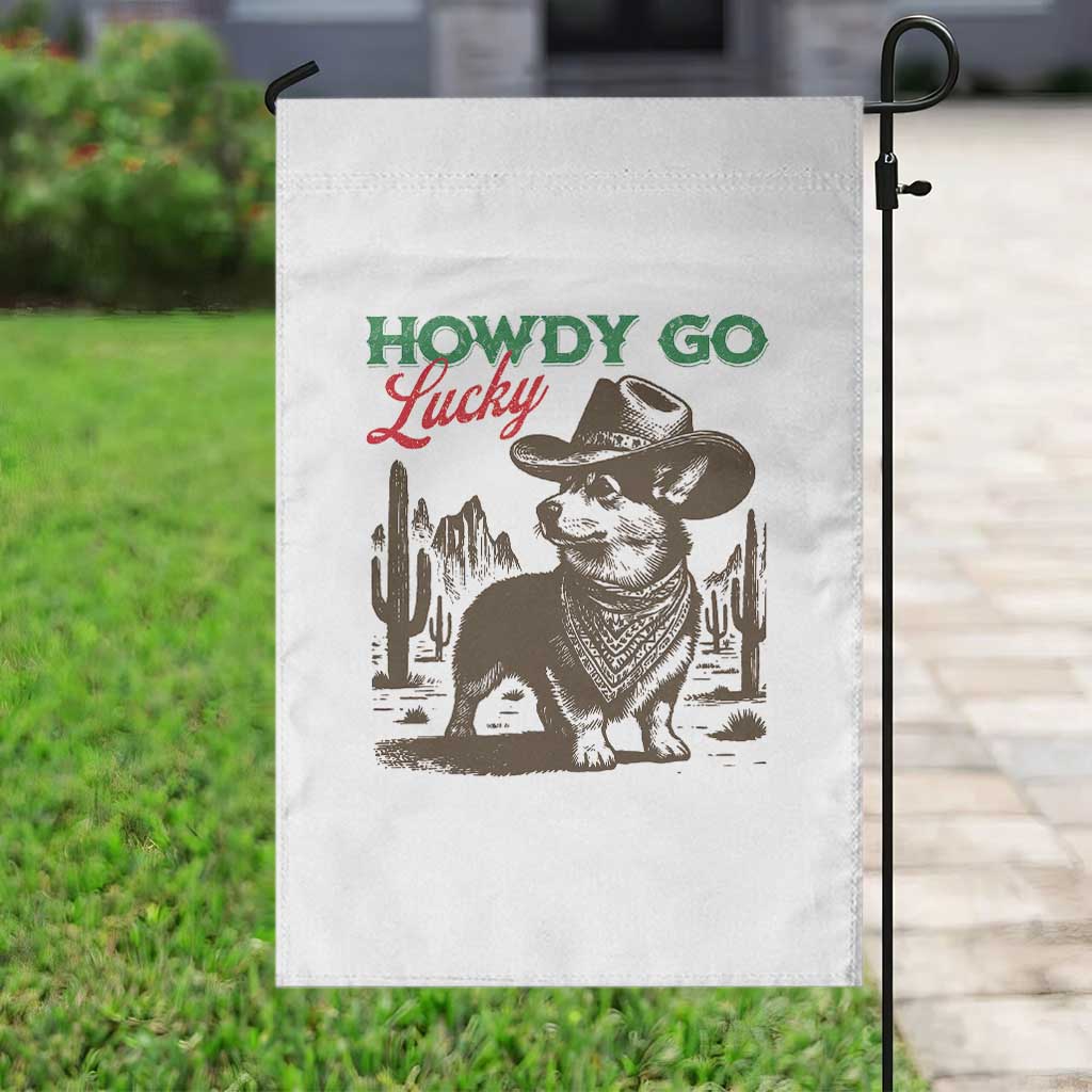 Howdy Go Lucky Garden Flag Funny Corgi St Patrick's Day