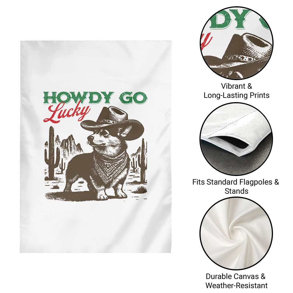 Howdy Go Lucky Garden Flag Funny Corgi St Patrick's Day