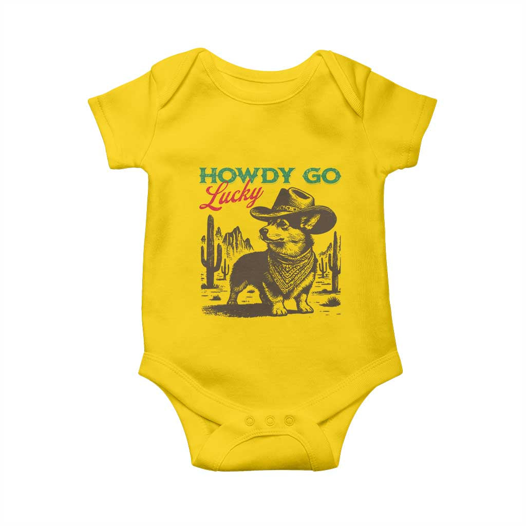 Howdy Go Lucky Baby Onesie Funny Corgi St Patrick's Day