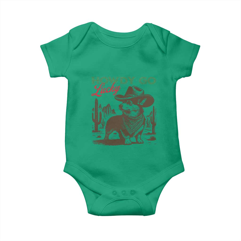 Howdy Go Lucky Baby Onesie Funny Corgi St Patrick's Day