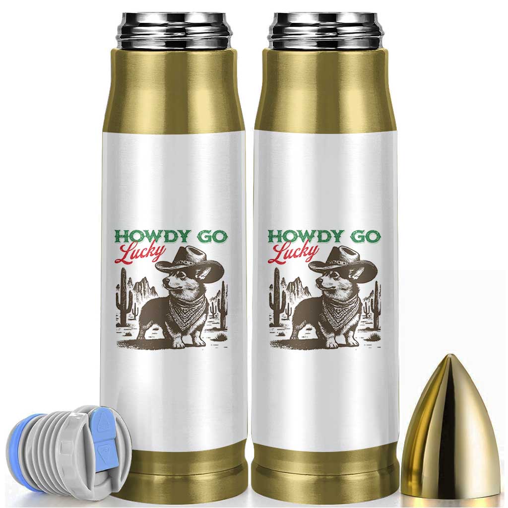 Howdy Go Lucky Bullet Tumbler Funny Corgi St Patrick's Day