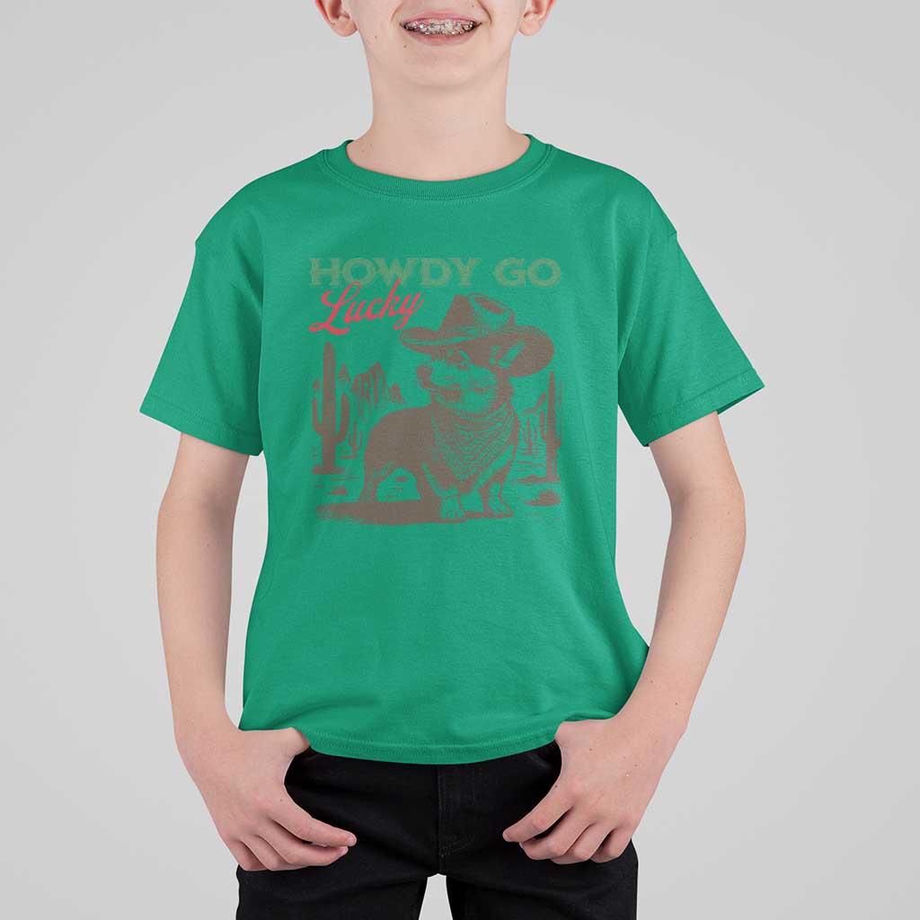 Howdy Go Lucky T Shirt For Kid Funny Corgi St Patrick's Day
