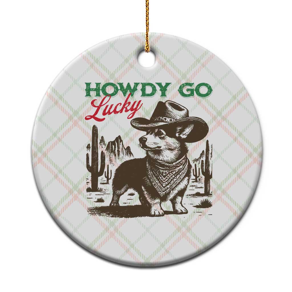 Howdy Go Lucky Ceramic Ornament Funny Corgi St Patrick's Day