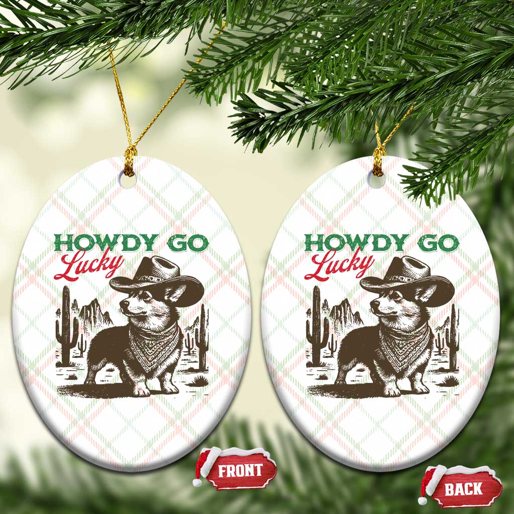 Howdy Go Lucky Ceramic Ornament Funny Corgi St Patrick's Day
