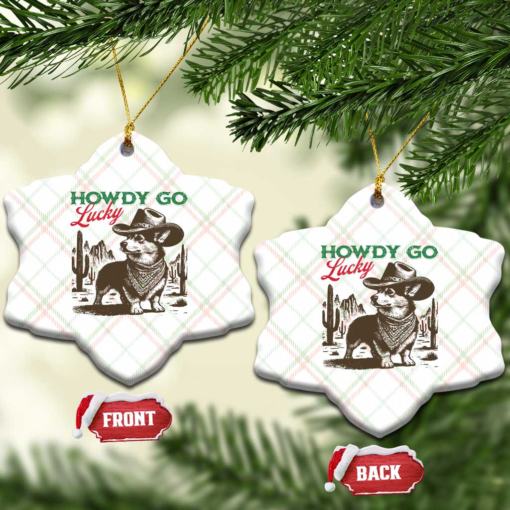 Howdy Go Lucky Ceramic Ornament Funny Corgi St Patrick's Day