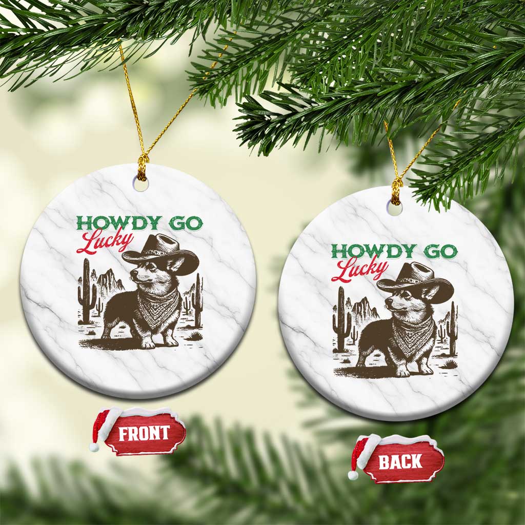 Howdy Go Lucky Ceramic Ornament Funny Corgi St Patrick's Day