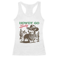 Howdy Go Lucky Racerback Tank Top Funny Corgi St Patrick's Day