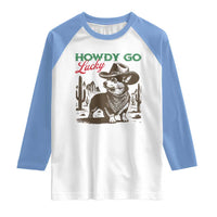 Howdy Go Lucky Raglan Shirt Funny Corgi St Patrick's Day