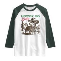 Howdy Go Lucky Raglan Shirt Funny Corgi St Patrick's Day