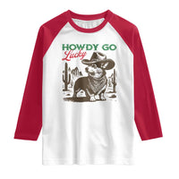 Howdy Go Lucky Raglan Shirt Funny Corgi St Patrick's Day