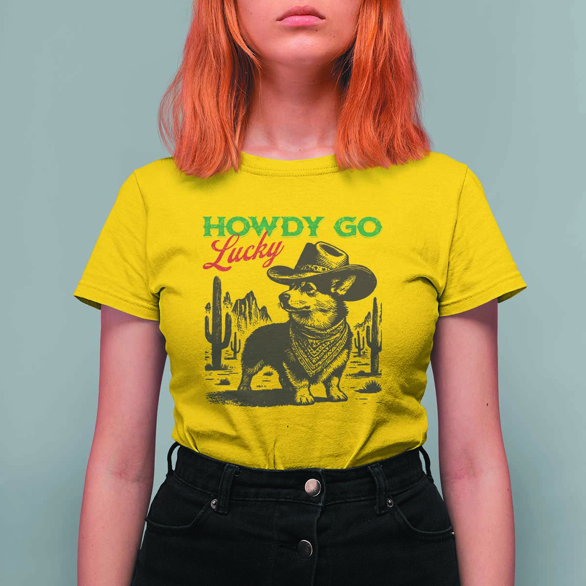 Howdy Go Lucky T Shirt For Women Funny Corgi St Patrick's Day