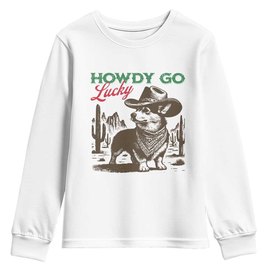 Howdy Go Lucky Youth Sweatshirt Funny Corgi St Patrick's Day