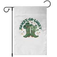 Howdy Go Lucky Garden Flag Green Cowboy Boots St Patrick's Day