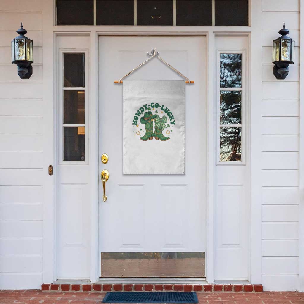 Howdy Go Lucky Garden Flag Green Cowboy Boots St Patrick's Day