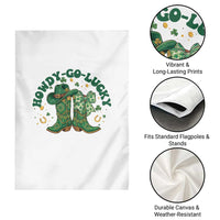 Howdy Go Lucky Garden Flag Green Cowboy Boots St Patrick's Day