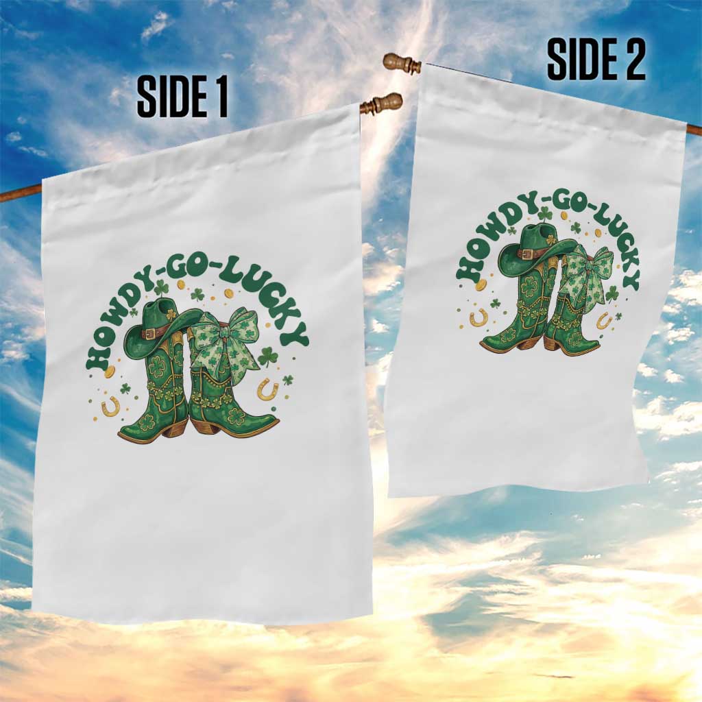 Howdy Go Lucky Garden Flag Green Cowboy Boots St Patrick's Day