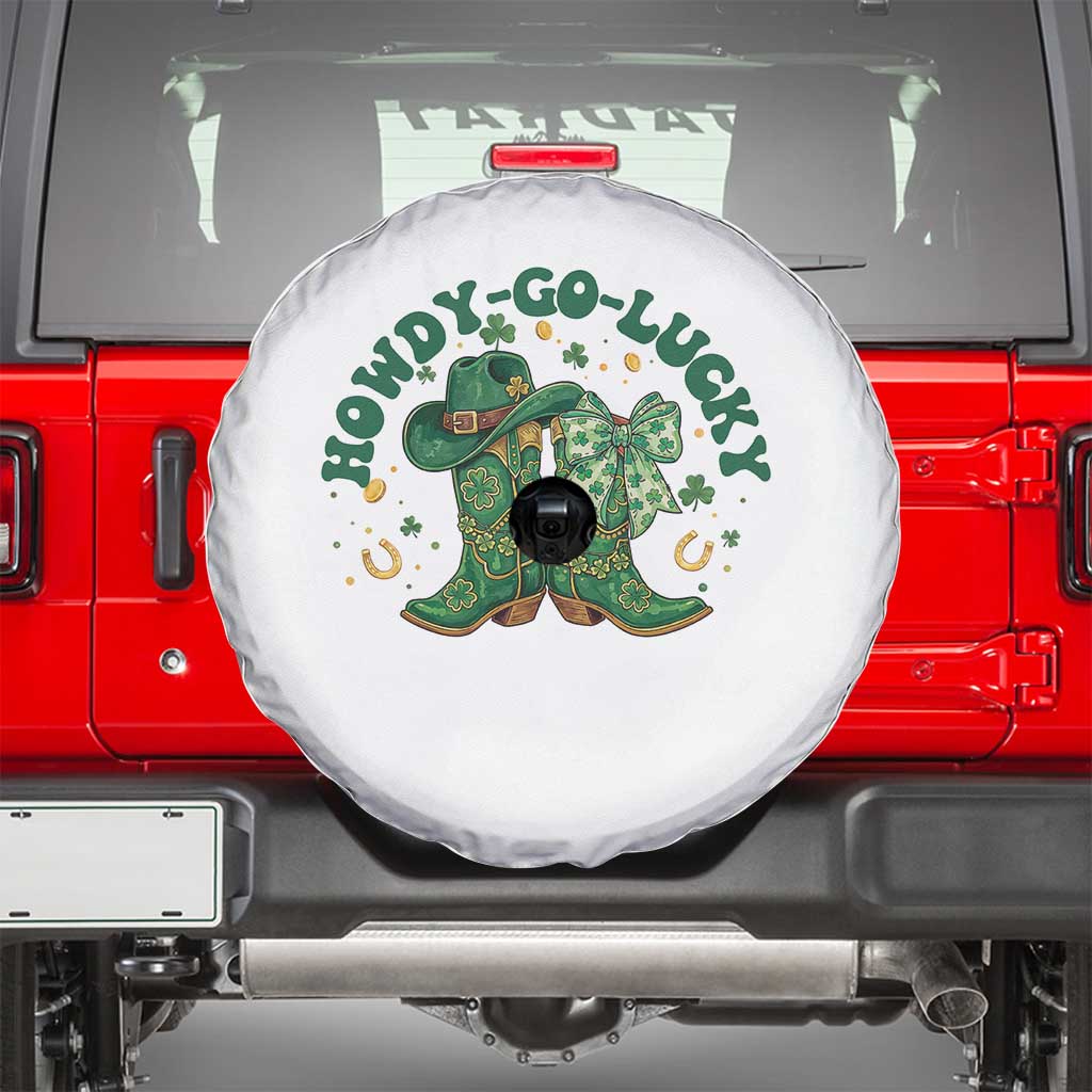 Howdy Go Lucky Spare Tire Cover Green Cowboy Boots St Patrick's Day