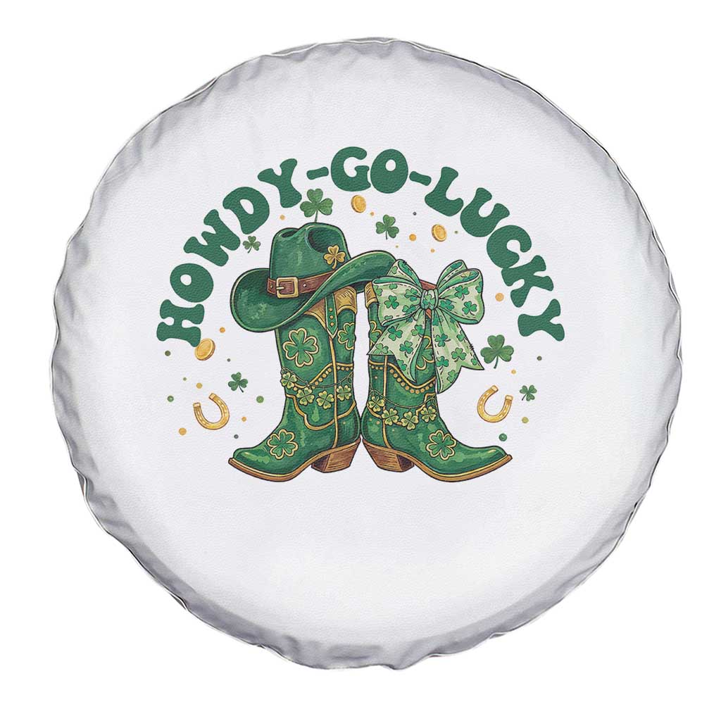 Howdy Go Lucky Spare Tire Cover Green Cowboy Boots St Patrick's Day