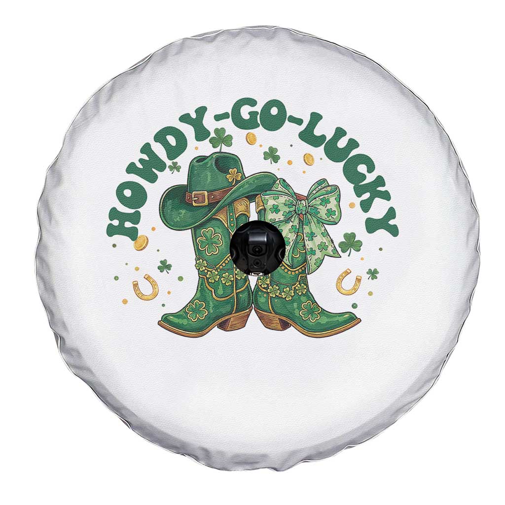 Howdy Go Lucky Spare Tire Cover Green Cowboy Boots St Patrick's Day
