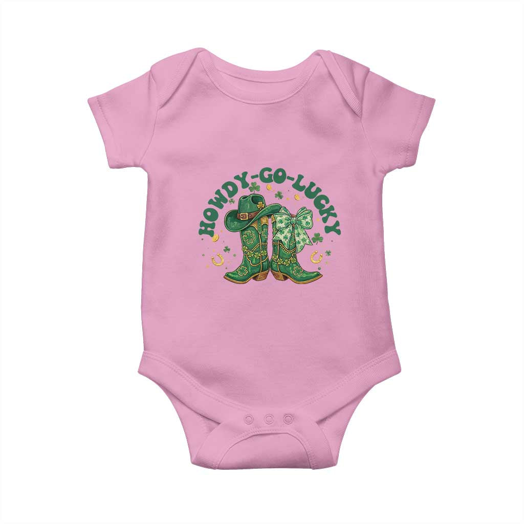 Howdy Go Lucky Baby Onesie Green Cowboy Boots St Patrick's Day