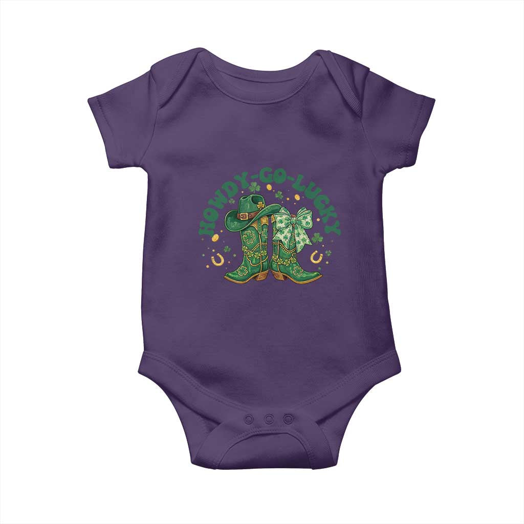 Howdy Go Lucky Baby Onesie Green Cowboy Boots St Patrick's Day