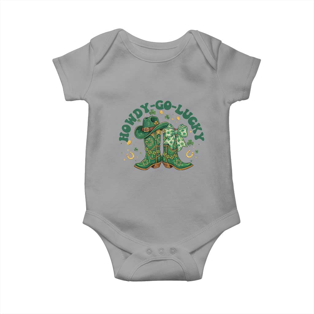 Howdy Go Lucky Baby Onesie Green Cowboy Boots St Patrick's Day