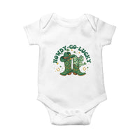Howdy Go Lucky Baby Onesie Green Cowboy Boots St Patrick's Day