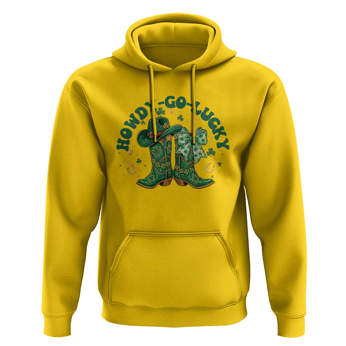 Howdy Go Lucky Hoodie Green Cowboy Boots St Patrick's Day