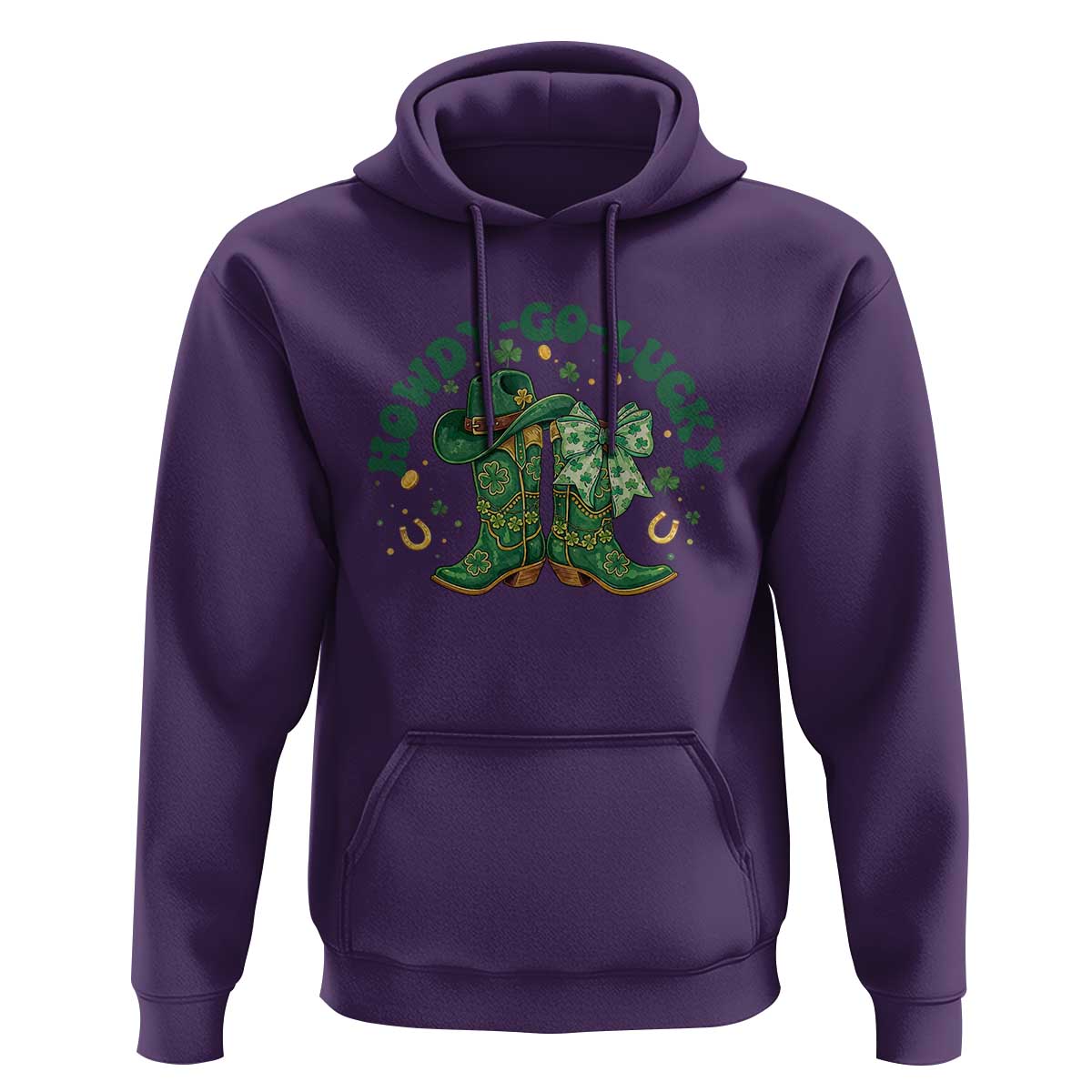 Howdy Go Lucky Hoodie Green Cowboy Boots St Patrick's Day