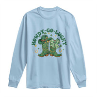 Howdy Go Lucky Long Sleeve Shirt Green Cowboy Boots St Patrick's Day