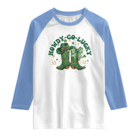 Howdy Go Lucky Raglan Shirt Green Cowboy Boots St Patrick's Day