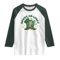 Howdy Go Lucky Raglan Shirt Green Cowboy Boots St Patrick's Day
