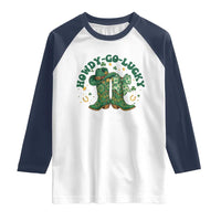 Howdy Go Lucky Raglan Shirt Green Cowboy Boots St Patrick's Day