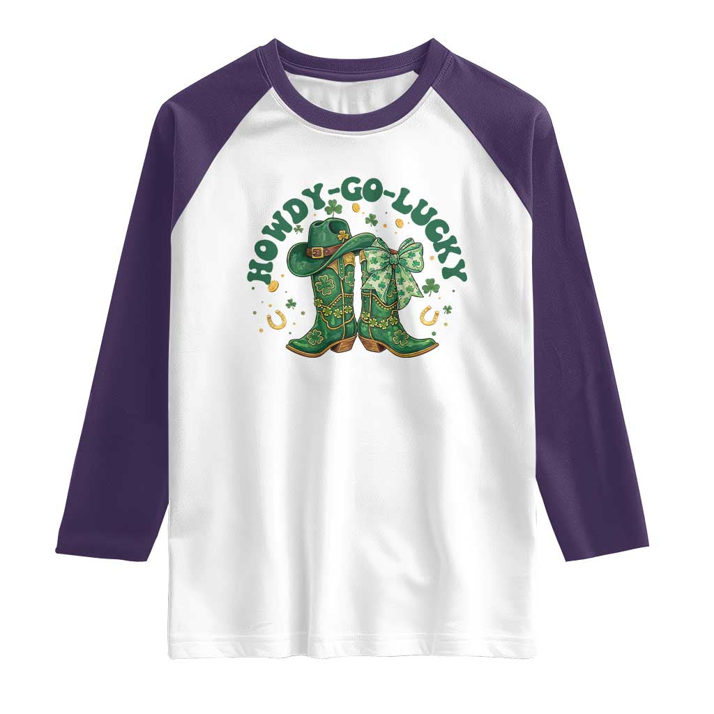 Howdy Go Lucky Raglan Shirt Green Cowboy Boots St Patrick's Day