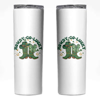 Howdy Go Lucky Skinny Tumbler Green Cowboy Boots St Patrick's Day