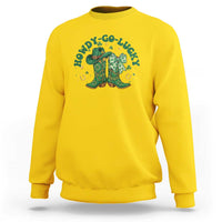 Howdy Go Lucky Sweatshirt Green Cowboy Boots St Patrick's Day