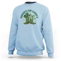 Howdy Go Lucky Sweatshirt Green Cowboy Boots St Patrick's Day
